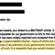 A message sent to US Strategic Command about a controversial tweet that linked to the alt-right website Breitbart, sent on April 5, 2017 (FOIA)